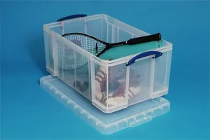 Box, plastový, s vekom, 64 l, priehľadný, SKUTOČNE UŽITOČNÝ